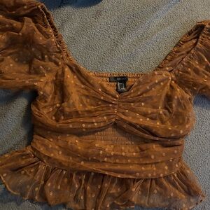 Forever 21 Rust Polka Dot Blouse